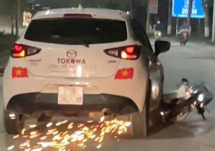 Tài xế nghiện rượu lái ôtô kéo lê xe máy nhiều km bị khởi tố