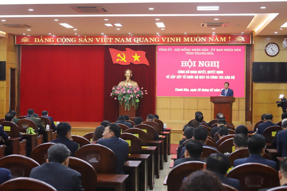 Thanh Hóa công bố nghị quyết, quyết định sắp xếp tổ chức bộ máy và công tác cán bộ